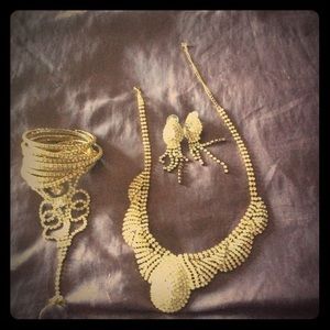 Vintage gold necklaces  wristbands  ring earrings